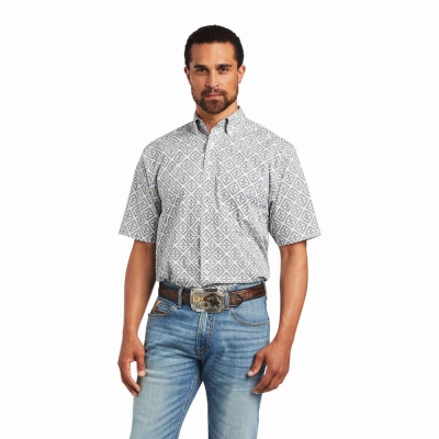 Men's Ariat Baylor Classic Fit Shirts White | GB9428EIG