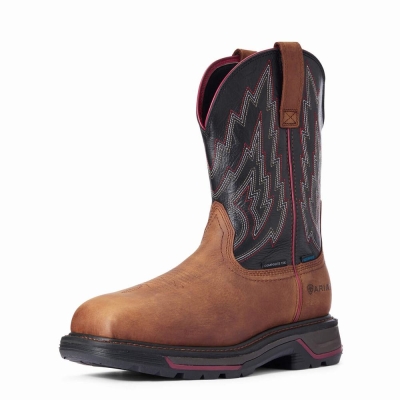 Men's Ariat Big Rig Waterproof Composite Toe Waterproof Boots Brown | GB5931RQI