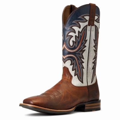 Men's Ariat Brushrider Western Boots Brown | GB0475FYZ