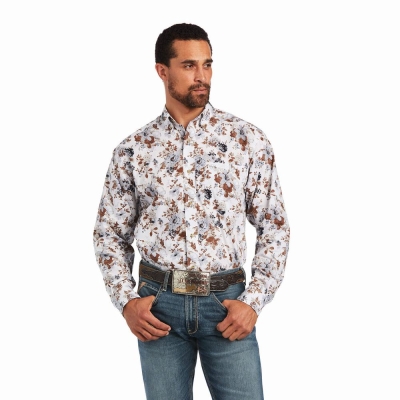 Men's Ariat Bryant Classic Fit Shirts White | GB5439CSB