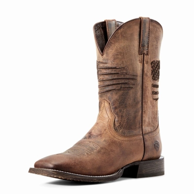 Men's Ariat Circuit Patriot Western Boots Brown | GB2635YWU