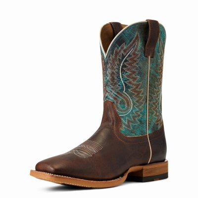 Men's Ariat Cow Camp Western Boots Brown | GB8254AJP