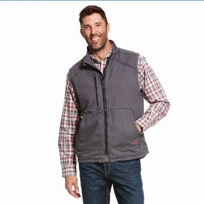 Men's Ariat FR DuraLight Stretch Canvas Jackets Grey | GB5842AEN