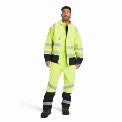 Men's Ariat FR Hi-Vis Waterproof Jackets Yellow | GB0637IFT