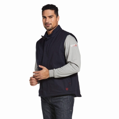 Men's Ariat FR Workhorse Insulated Jackets Navy | GB6392VLA