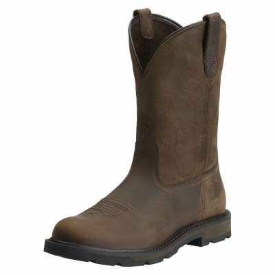 Men's Ariat Groundbreaker Work Boots Brown | GB9863GOF