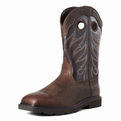 Men's Ariat Groundwork Work Boots Brown | GB4729JYV