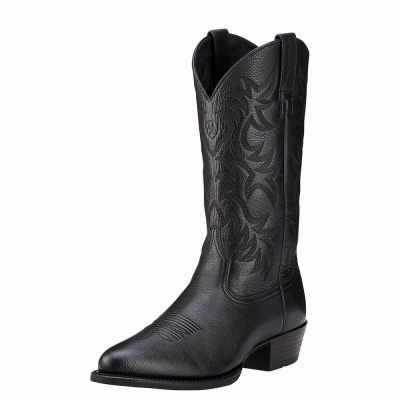 Men's Ariat Heritage R Toe Dress Boots Black | GB1320QEP