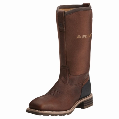 Men's Ariat Hybrid All Weather Waterproof Steel Toe Waterproof Boots Brown | GB1436AFH