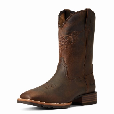 Men's Ariat Hybrid Fly High Western Boots Brown | GB4387KBW