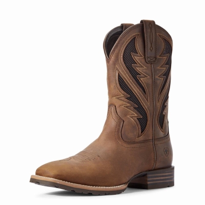 Men's Ariat Hybrid VentTEK Western Boots Brown | GB8493ZLH