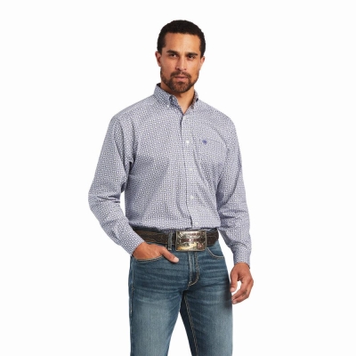 Men's Ariat Ilan Stretch Classic Fit Shirts White | GB7832MWN