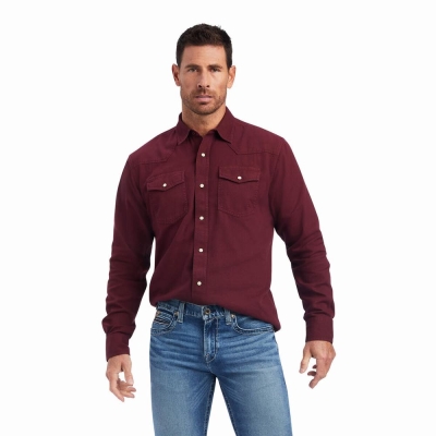 Men's Ariat Jurlington Retro Fit Shirts Chocolate | GB1923KFY