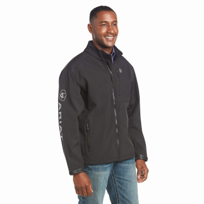 Men's Ariat Logo 2.0 Softshell Jackets Black | GB0134FLO