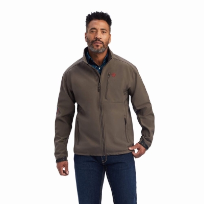 Men's Ariat Logo 2.0 Softshell Jackets Brown | GB7926BVD