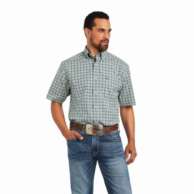 Men's Ariat Pro Series Barrett Classic Fit Shirts Green | GB4682HNB