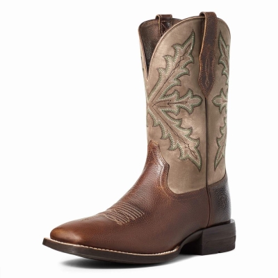 Men's Ariat Qualifier Western Boots Brown | GB3012IGN