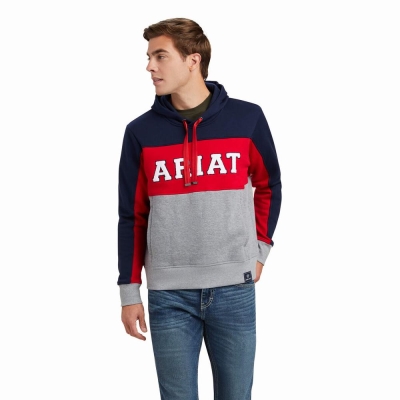 Men's Ariat Rabere Team Hoodies Navy | GB0629VKL