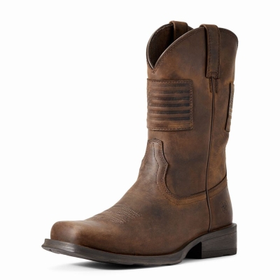 Men's Ariat Rambler Patriot Dress Boots Brown | GB2483DER