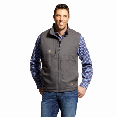 Men's Ariat Rebar DuraCanvas Jackets Grey | GB4521ECK