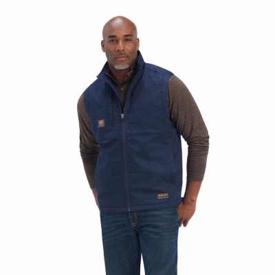 Men's Ariat Rebar DuraCanvas Jackets Navy | GB4379OSR