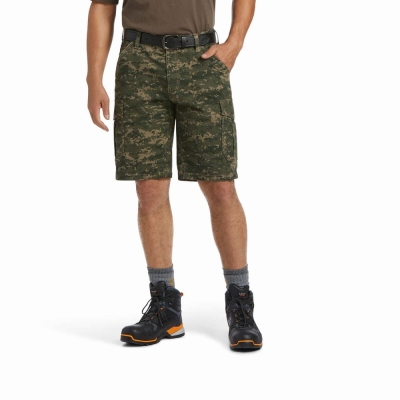 Men's Ariat Rebar DuraStretch Made Tough Cargo Pants Deep Camo | GB3194DCT