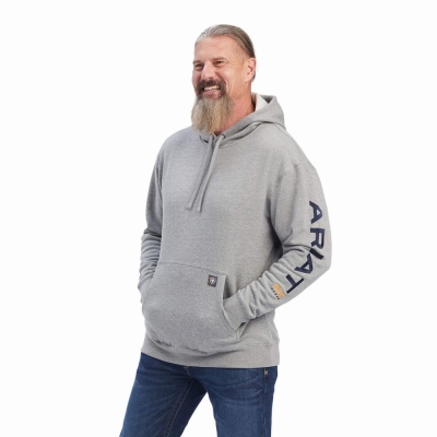 Men's Ariat Rebar Graphic Hoodies Grey Deep | GB1230YLH