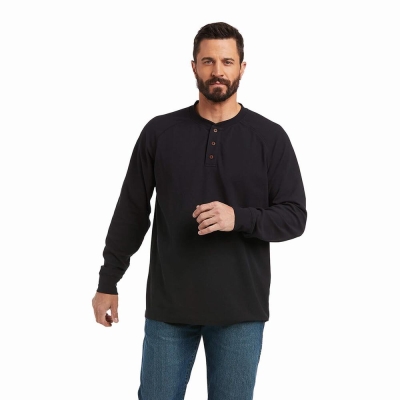 Men's Ariat Rebar Thermal Shirts Black | GB3280GHU