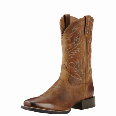 Men's Ariat Sport Herdsman Western Boots Brown | GB9832KHU