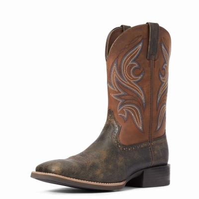 Men's Ariat Sport Knockout Western Boots Brown | GB3564LXN