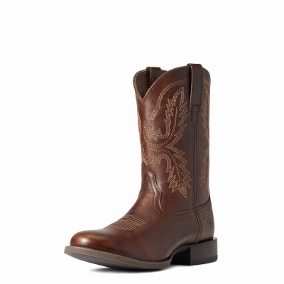 Men's Ariat Sport Stratten Western Boots Brown | GB6482HRM