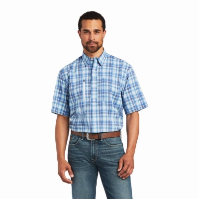 Men's Ariat VentTEK Classic Fit Shirts Blue | GB9426BQJ