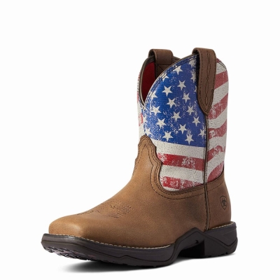 Women's Ariat Anthem Patriot Western Boots Red Brown | GB7093VRL