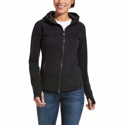 Women's Ariat Attain Full Zip Hoodies Black | GB1709STJ