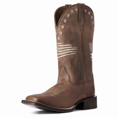 Women's Ariat Circuit Patriot Western Boots Brown | GB4635IWS