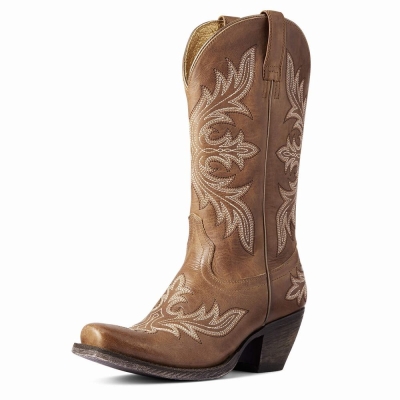 Women's Ariat Circuit Rosewood Western Boots Beige Brown | GB8705ZPY