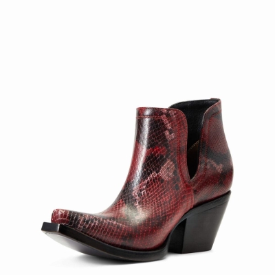 Women's Ariat Dixon Booties Red Snake | GB0718FSN