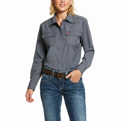 Women's Ariat FR Featherlight Shirts Grey | GB0835MXO