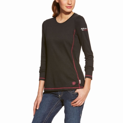 Women's Ariat FR Polartec PowerDry Shirts Black | GB4513YEJ