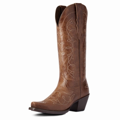 Women's Ariat Heritage D Toe Dress Boots Dark Brown | GB0963NHG