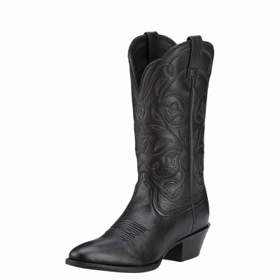 Women's Ariat Heritage R Toe Dress Boots Black | GB1904URO