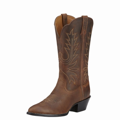 Women's Ariat Heritage R Toe Dress Boots Brown | GB3921KYH