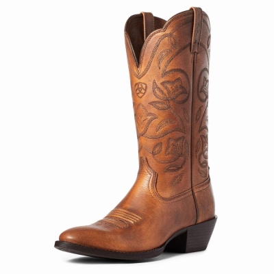 Women's Ariat Heritage R Toe Dress Boots Copper Brown | GB9537HRZ