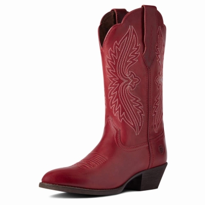 Women's Ariat Heritage R Toe Western Boots Red | GB5809YOC