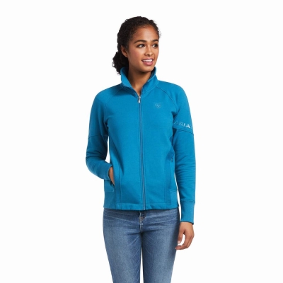 Women's Ariat Largo Full Zip Hoodies Blue | GB0376QTL