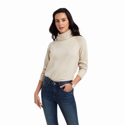 Women's Ariat Lexi Sweaters Beige | GB6489FMW