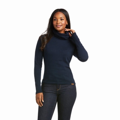 Women's Ariat Lexi Sweaters Navy | GB6542XPN