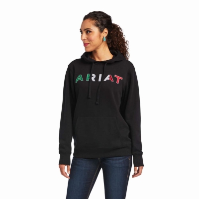 Women's Ariat Mexico Hoodies Black | GB5028FTQ