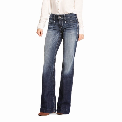 Women's Ariat Mid Rise Stretch Entwined Skinny Jeans Blue | GB3046UGO