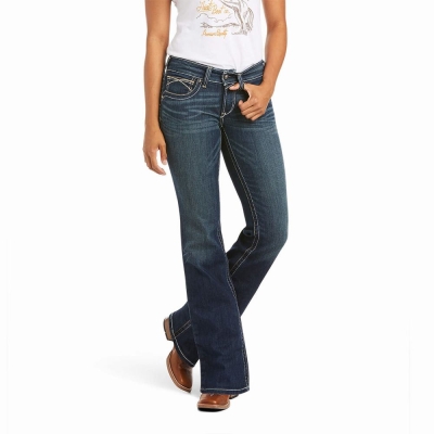 Women's Ariat R.E.A.L. Mid Rise Stretch Whipstitch Cut Skinny Jeans Multicolor | GB1672FCW